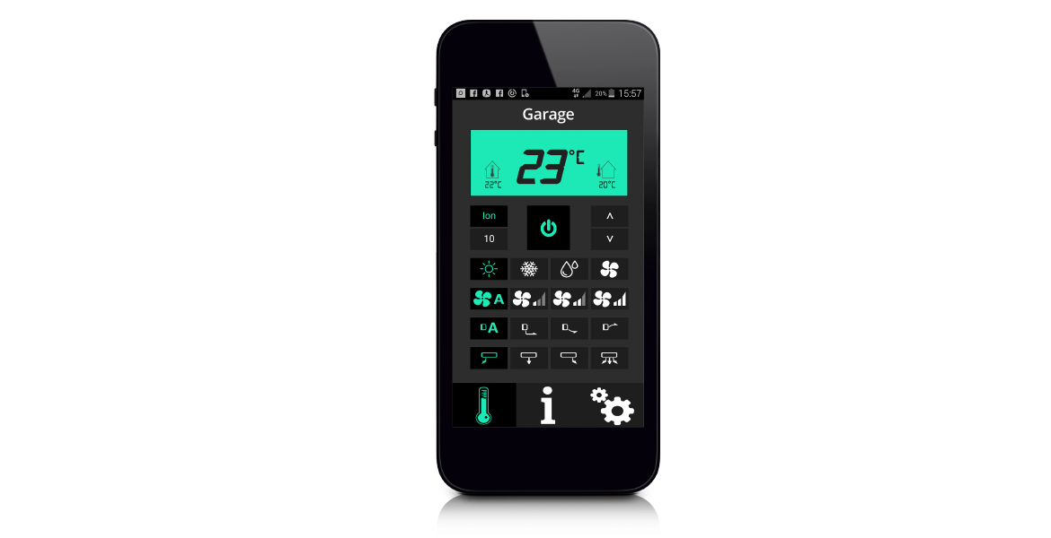 Telefon med app IVT WiHeat för fjärrstyrning av värmepump